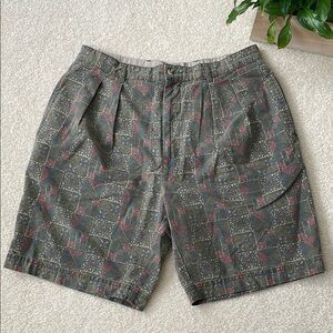 Tommy Hilfiger Bermuda Shorts Men’s W34 High Waisted Wide Leg Patterned Pleated